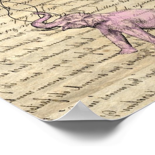 Roze olifantenballonnen poster (Hoek)