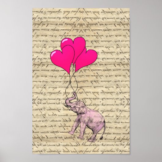 Roze olifantenballonnen poster (Voorkant)