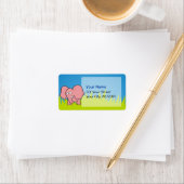 Roze olifantencartoon etiket (Insitu)