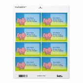 Roze olifantencartoon etiket (Full Sheet)