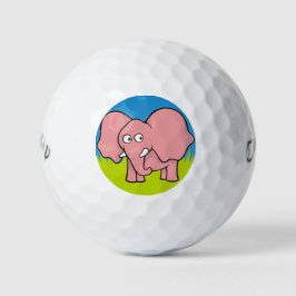 Roze olifantencartoon golfballen