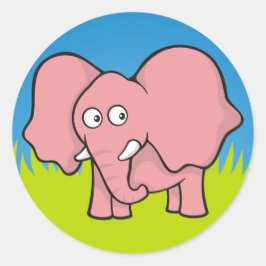 Roze olifantencartoon ronde sticker