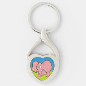 Roze olifantencartoon sleutelhanger (Voorkant)