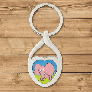 Roze olifantencartoon sleutelhanger