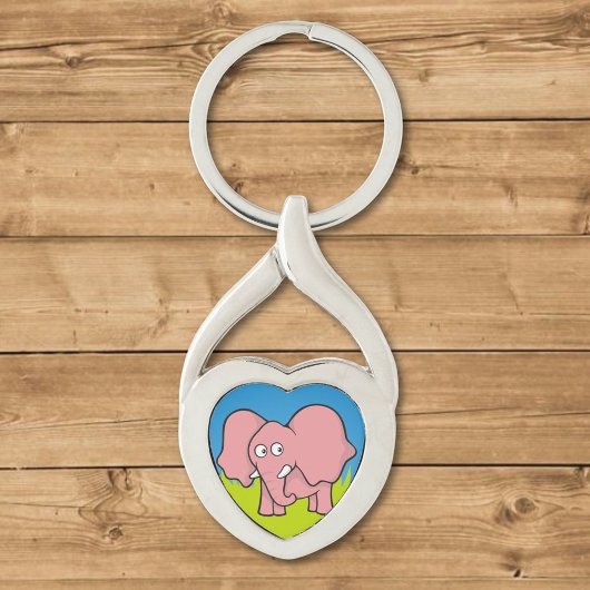 Roze olifantencartoon sleutelhanger