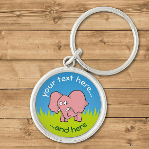 Roze olifantencartoon sleutelhanger