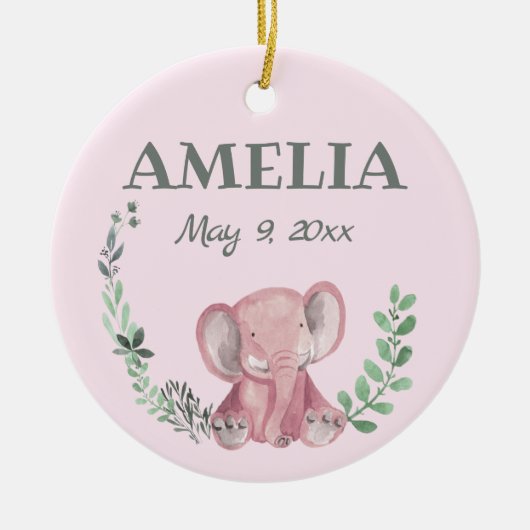 Roze olifantenkeramisch Ornament (Voorkant)