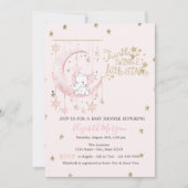 Roze olifantenmaan, Twinkle Star Baby shower Kaart (Voorkant)