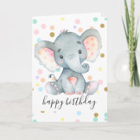 Roze olifantenmeisjes Birthday Polka Dot Glitter F