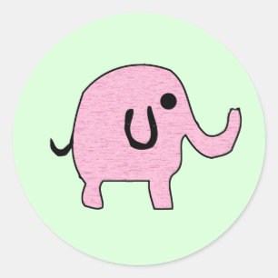Roze olifantenticker ronde sticker