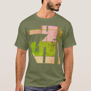 Roze Olijfgroen Geometrische Tribal Art Abstract T-shirt