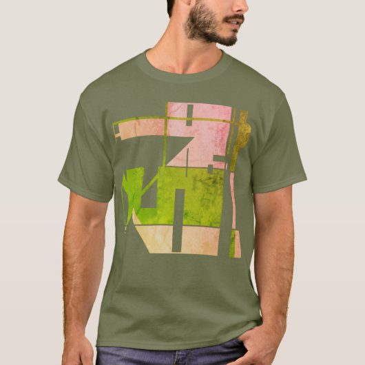 Roze Olijfgroen Geometrische Tribal Art Abstract T-shirt (Voorkant)