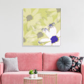 Roze Olive Green Daisy Floral Art Canvas Afdruk (Insitu (Woonkamer))