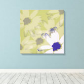 Roze Olive Green Daisy Floral Art Canvas Afdruk (Insitu (Houten vloer))