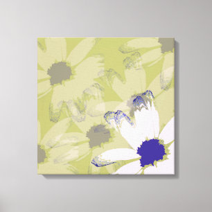 Roze Olive Green Daisy Floral Art Canvas Afdruk