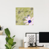 Roze Olive Green Daisy Floral Art Poster (Thuiskantoor)