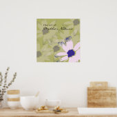 Roze Olive Green Daisy Floral Art Poster (Keuken)