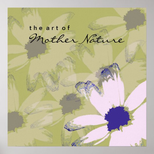 Roze Olive Green Daisy Floral Art Poster (Voorkant)