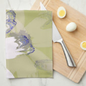 Roze Olive Green Daisy Floral Art Theedoek (Quarter Fold)