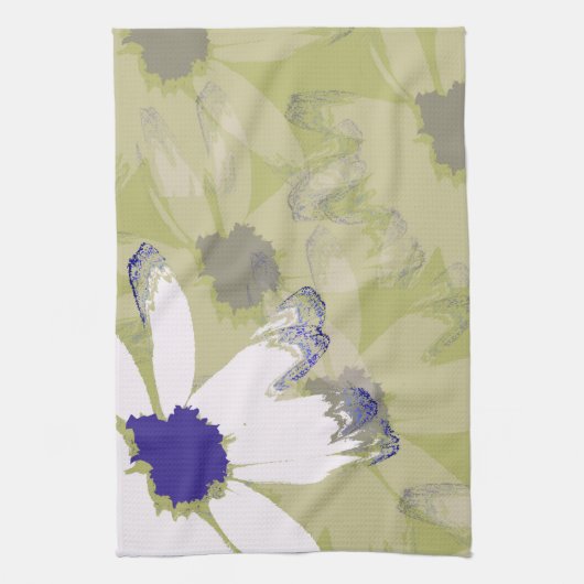Roze Olive Green Daisy Floral Art Theedoek (Verticaal)