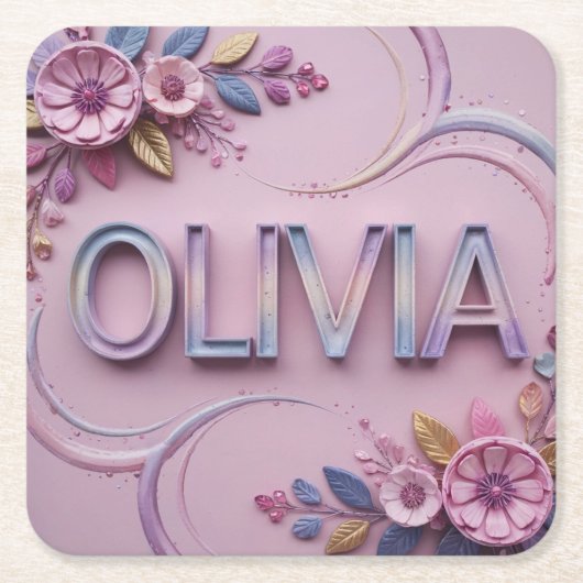 Roze Olivia Onderzetter Set (Voorkant)