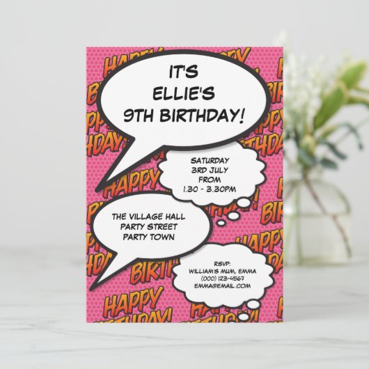 Roze om het even welke Leeftijd Happy Birthday Par Kaart (Staand voorkant)