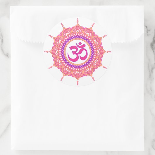 Roze om mandala sticker (Tas)