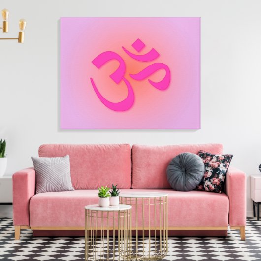 Roze om-symbool canvas afdruk (Insitu (Woonkamer))
