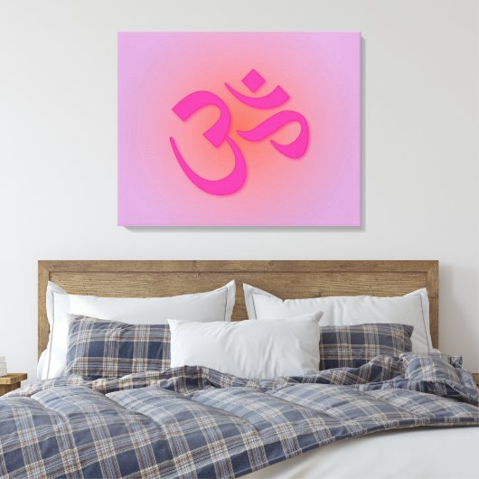 Roze om-symbool canvas afdruk (Insitu (Slaapkamer))