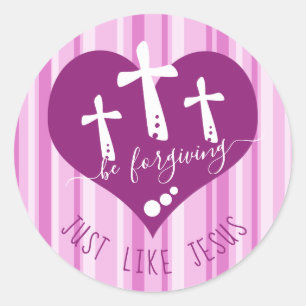 Roze om te vergeven van Jezus Ronde Sticker