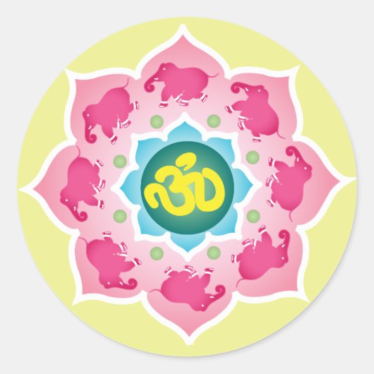 Roze om van de Bloem van olifantenLotus Ronde Sticker (Voorkant)