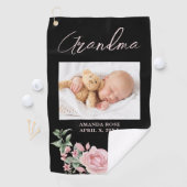 Roze Oma Bloemen Foto Golfhanddoek (Insitu)