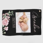Roze Oma Bloemen Foto Golfhanddoek (Horizontaal)