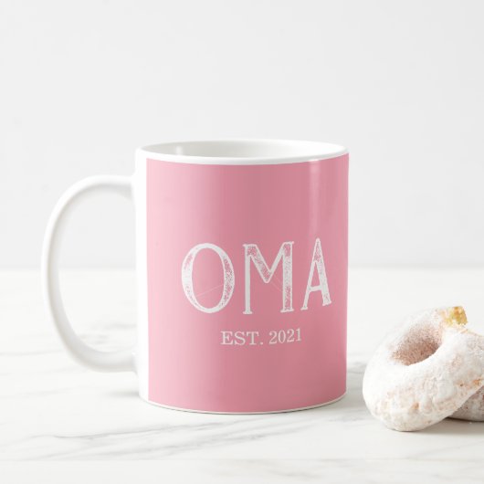 Roze Oma Oprichtingsjaar Koffiemok (Met donut)