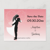 Roze Ombre Bewaar de datum Trouwpost Kaart (Voorkant)