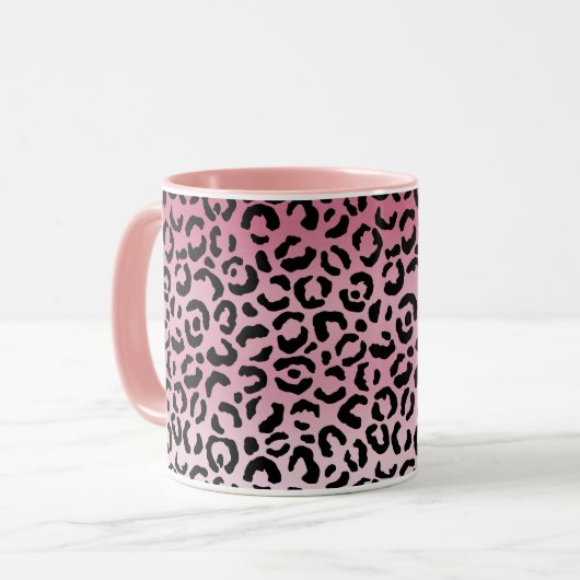 Roze ombre Black leopard Print Mok (Voorkant links)