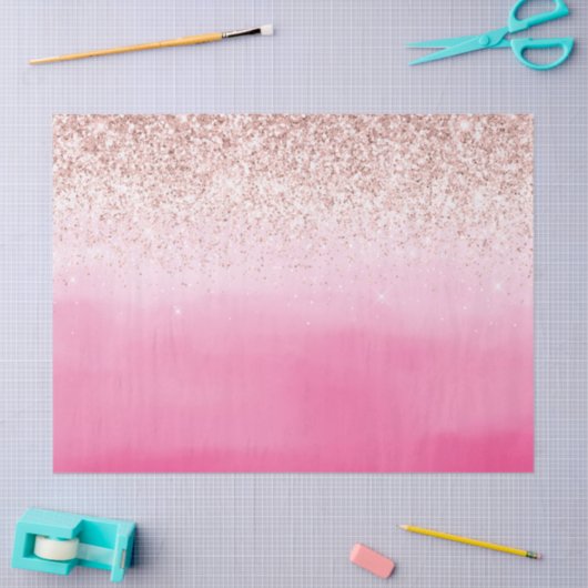 Roze ombre Blush Glitter Sparkle Tissuepapier (Craft)