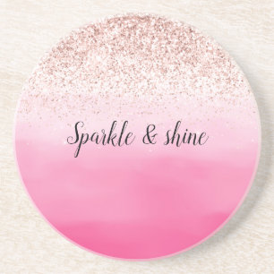 Roze Ombre Blush Glitter Sparkle Zandsteen Onderzetter
