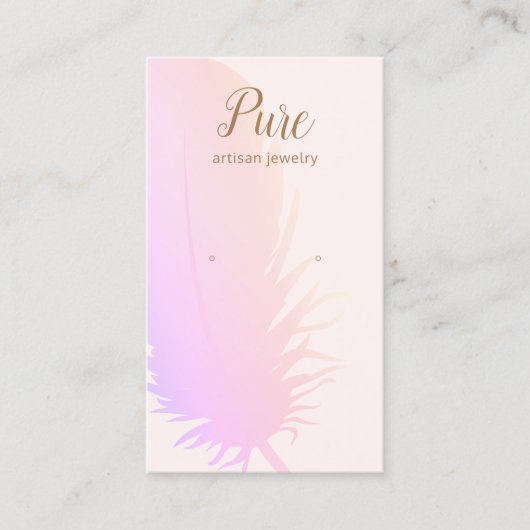 Roze ombre Boho Feather Earring Display Visitekaartje (Voorkant)