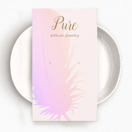 Roze ombre Boho Feather Earring Display Visitekaartje