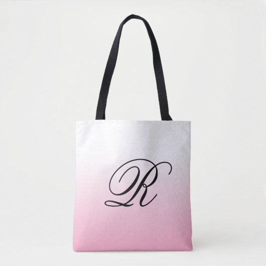 Roze ombre boven elke kleur met monogram tote bag (Voorkant)