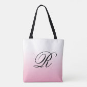 Roze ombre boven elke kleur met monogram tote bag (Achterkant)