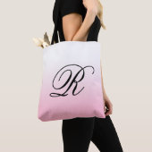 Roze ombre boven elke kleur met monogram tote bag (Dichtbij)