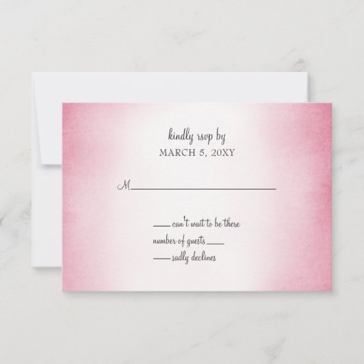roze ombre bruiloft uitnodiging rsvp (Voorkant)