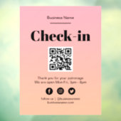 Roze Ombre Business Covid QR Code Check-In Raamsticker (Vel 3)