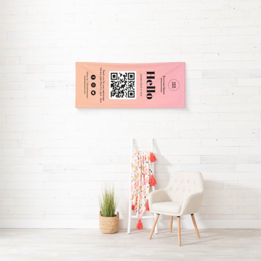 Roze Ombre Business Covid QR Code Check-In Spandoek (Insitu)