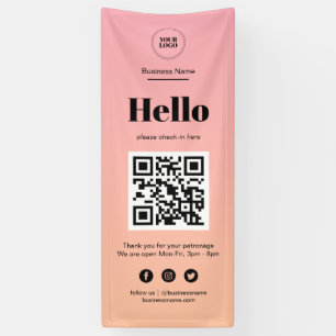 Roze Ombre Business Covid QR Code Check-In  Spandoek