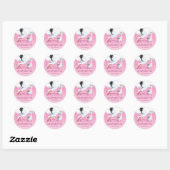 Roze Ombre Chevron Baby Naam Ronde Sticker (Vel)