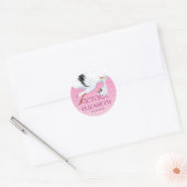 Roze Ombre Chevron Baby Naam Ronde Sticker (Envelop)