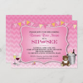 Roze Ombre Chevron Baby Sip en Zie Kaart (Voorkant / Achterkant)